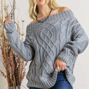 ✨NWT ADORA‎  Cable Knit Off Shoulder Sweater
